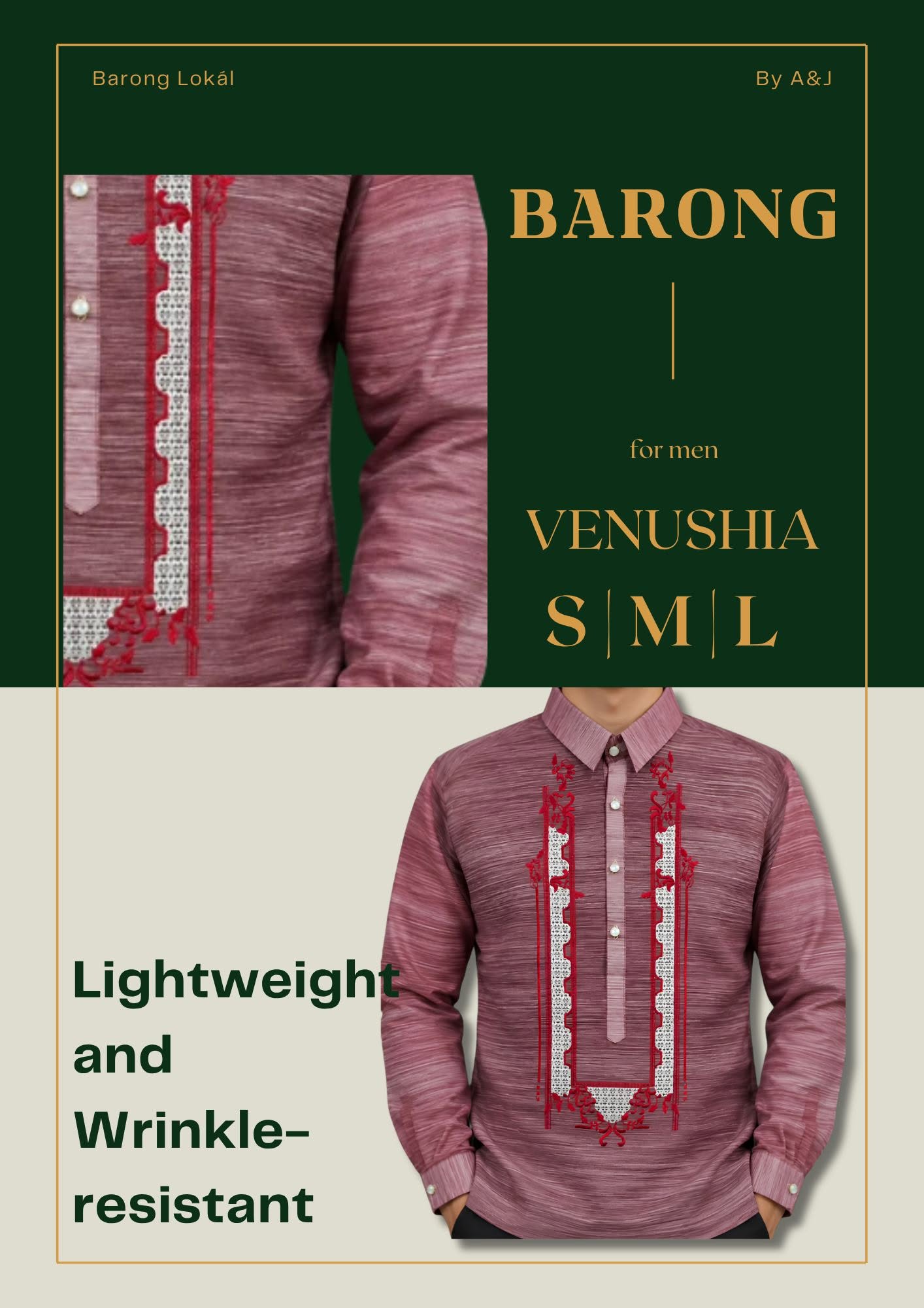 Venushia Burgundy Barong